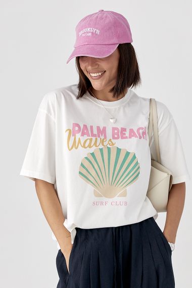 Футболка з принтом мушлі - білий цвет, ONE SIZE (є розміри)