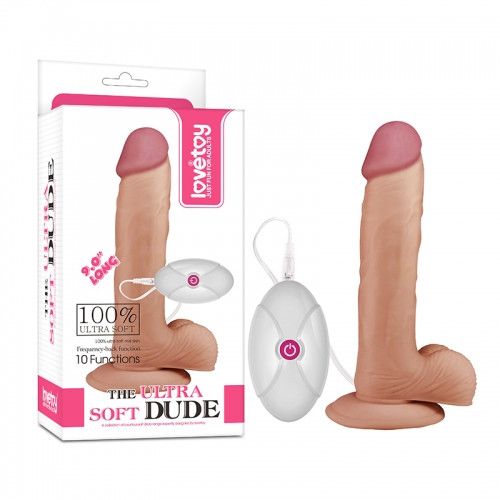 Реалистичный вибратор - The Ultra Soft Dude Vibrating 9" Sex Aura