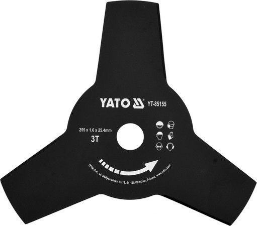 Ніж 3-зубний YATO Польша : Ø= 255 x 25.4 мм до газонокосарок YT-85001, YT-85003 YT-85155