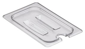 Крышка с ручкой и выемкой под ложку FlipLid из прозрачного поликарбоната для гастроемкости Cambro, GN 1/4 (265х162 мм)