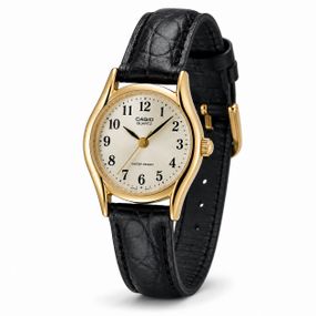 Жіночий годинник Casio LTP-1094Q-7B2 з шкіряним ремінцем та золотистим корпусом
