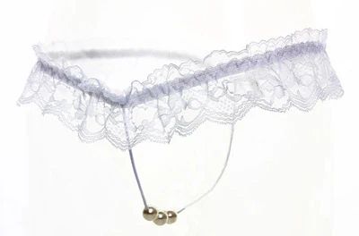 Стринги с бусинками - Белый - S/M – Эротическое бельё | Зображення 1