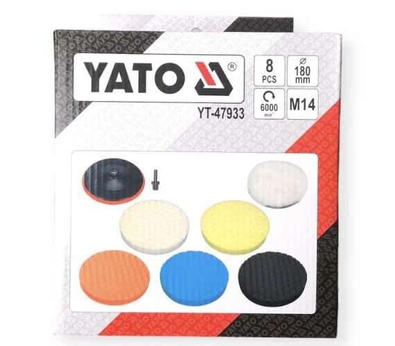 Набор губки мех полировальные липучка 25х180 мм диск 8шт YATO YT-47933 | Зображення 5