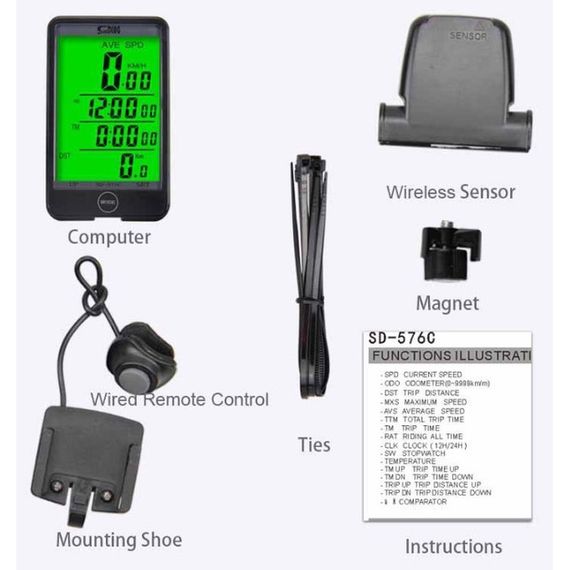 Велокомпьютеры спидометры SD-576C, Счетчик для велосипеда, Велокомпьютер с подсветкой экрана TW-52 | Зображення 4