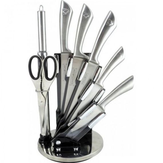 Набор ножей для кухни Royalty Line RL-KSS600 7в1 кухонные ножи из нержавеющей стали на вращающейся подставке | Зображення 1
