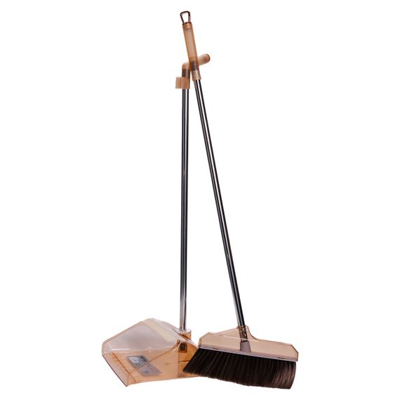 Набір віник і совок на довгій ручці для підлоги 26×24×105 (см)  Коричневий HP-35015-8G | Зображення 4
