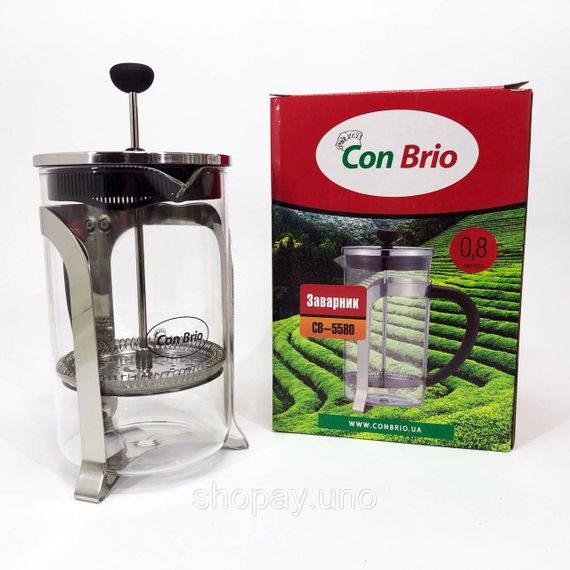 Френч-прес для дому та офісу Con Brio CB-5580 0.8 л, Ручний френч прес для чаю, Френч-прес з ручкою HL-33 | Зображення 5