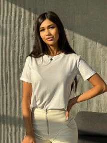 Женская летняя классическая футболка KV3333 цвет белый, размер 42/46 onesize