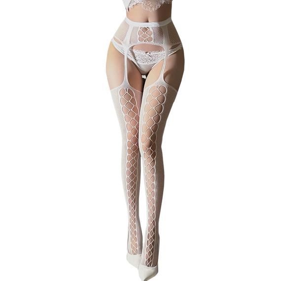 Еротичні колготки з відкритими стегнами Babydoll 46 Білий 3211-3