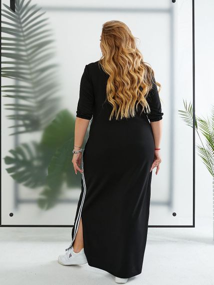 Женское спортивное платье длинное с разрезами MN141 цвет черный, размер 62/64 | Зображення 7