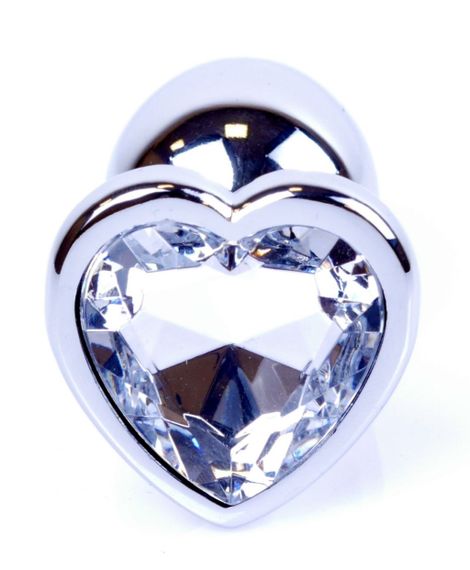 Анальний затор Boss Series - Jewellery Silver Heart PLUG Clear S, BS6400048 sexstyle | Зображення 1