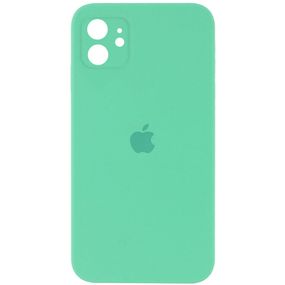 Чехол Silicone Case Square Full Camera Protective (AA) для Apple iPhone 11 (6.1") Зелений/Spearmint