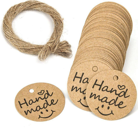 Бирка"Hand made "( Smile) Етикетки для виробів -це імідж товару(100шт)