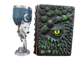 Подарунковий набір Келих 3D Вовк і Блокнот 3D «Око Лісового Дракона»