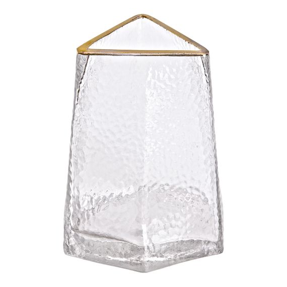 Стеклянная ваза для цветов, декоративный треугольник с золотой каймой, 16 см HP-1709 | Зображення 1