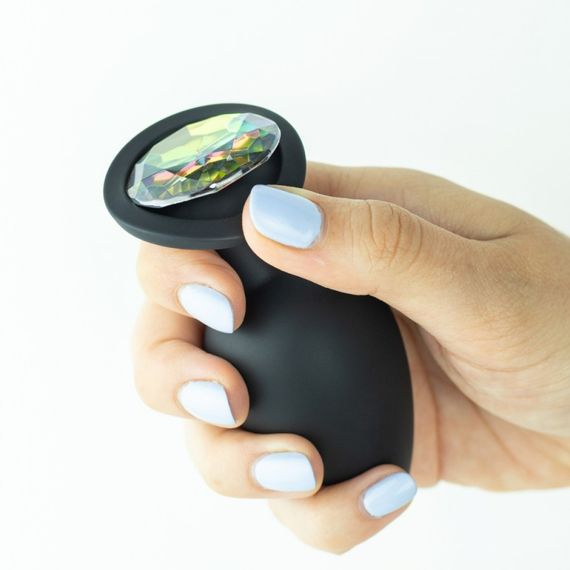 Анальна пробка Cuore Crushious, зі змінними кристалами, силіконова, чорна, 7 х 2.7 см, розмір S sexstyle | Зображення 6