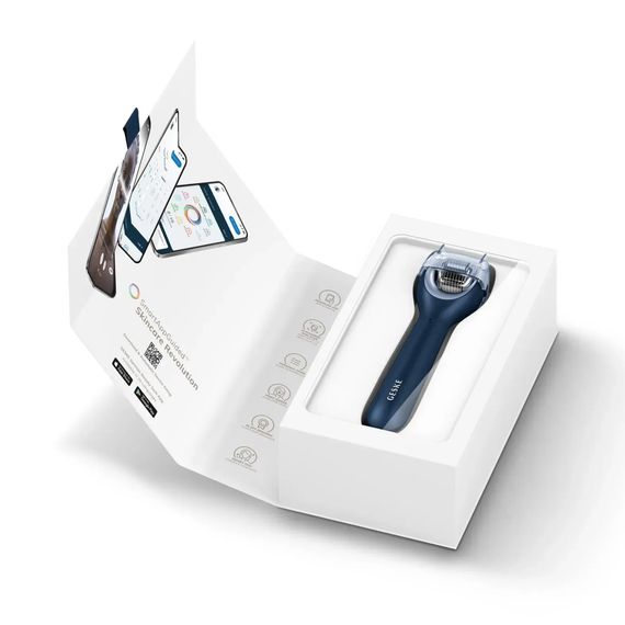 Електронний ролер для обличчя з мікроголками GESKE MicroNeedle Face Roller 9в1 gray, Синій | Зображення 8