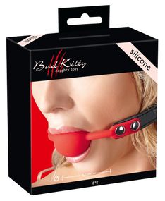 Красный силиконовый кляп на черном ремешке D 40mm sexstyle
