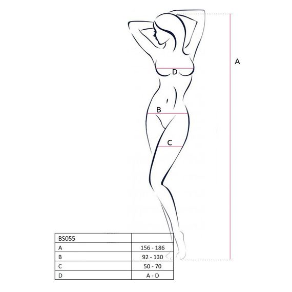 Бодістокінг Passion BS055 red, комбінезон, імітація панчох і пояса, довгий рукав, закрите плече | Зображення 3