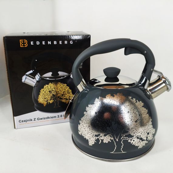 Качественный металлический чайник Edenberg EB-1956 2л, Кухонный чайник с ручкой и свистком ZJ-27 | Зображення 2