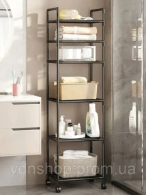 Полка этажерка TVT-02 6 ярусов 170х42х32см Черная