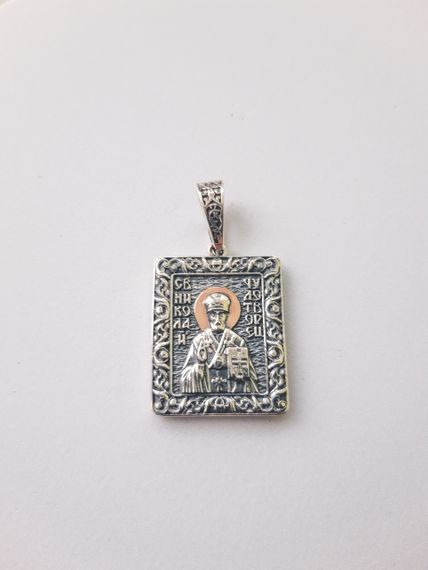Ладанка срібна з золотими вставками Святий Миколай Artsriblo арт358п | Зображення 1