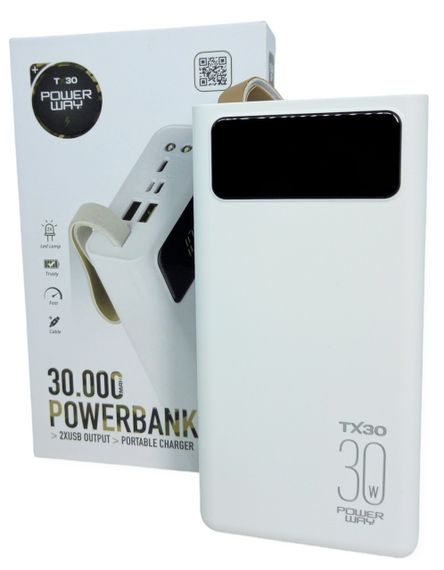 Power Bank 30000 mAh 2А реальна ємність Tx30 зарядка зовнішній акумулятор павербанк сертифікований
