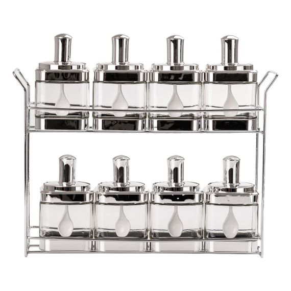 Банки для сипучих продуктів набір з 8 шт скляні ємності для зберігання з кришкою і ложкою HP531FS1034Y