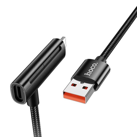 Дата кабель Hoco U135 Incredible 2in1 USB to Lightning/Type-C (1m) Black | Зображення 1