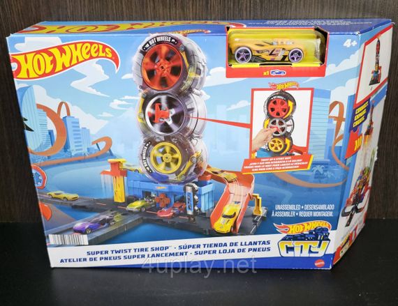 Трек Хот Вилс Сити Трюки на шиномонтаже Гараж Hot Wheels Мастерская Крутой поворот Super Twist Tire Shop | Зображення 7
