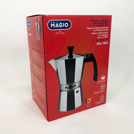 Гейзерна кавоварка Magio MG-1002 300 мл, гейзер для кави, кавоварка гейзерного типу, кавоварка для дому | Зображення 4