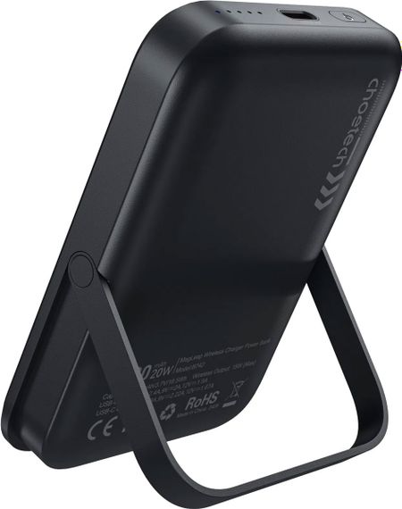 УМБ Choetech Magnetic Wireless 10000mAh 20W PD USB-C In/Out, with holder, Qi-15W Black | Зображення 7