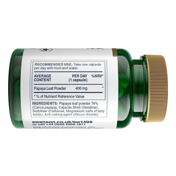 Антиоксидант Swanson Papaya Leaf 400 mg 60 Caps | Зображення 1