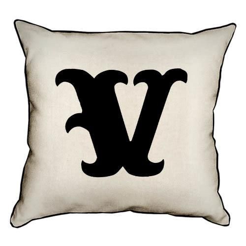 Подушка с мешковины Letter V 45x45 см (45PHB_ABC043_WH)