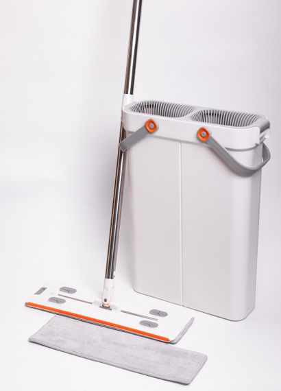 Швабра з відром для миття підлоги з віджимом, плоска насадка з мікрофібри, набір для прибирання дому HP-35015-18 | Зображення 4