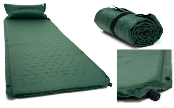 Самонадувающийся коврик каремат с подушкой 185x60x2,5 см с чехлом Ranger Batur зеленый 6631 | Зображення 3