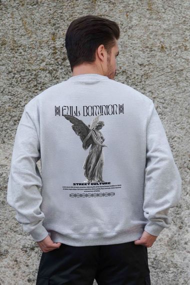 Утеплений оверсайз світшот на флісі з принтом Without Dominion Gray