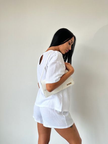 Женский легкий летний костюм шорты и футболка из муслина NA2007 цвет белый, размер 46/48 | Зображення 5