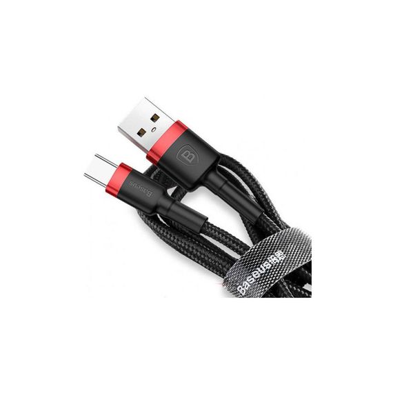 Дата кабель USB 2.0 AM to USB-C 3.0m 3A red-black Baseus (CATKLF-U91) | Зображення 1