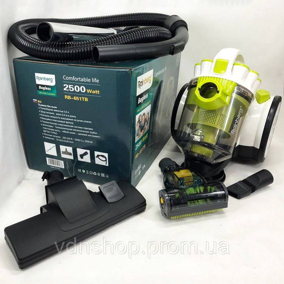 Потужний побутовий циклонний пилосос Rainberg RB-651 2500 Вт, Пилосос циклонного типу з нера фільтром VD-51 | Зображення 7