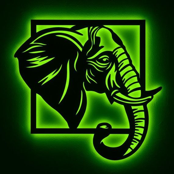 Панно декоративне картина на стіну Слон LED 16 кольорів телефон 475х500 acr-p000171 | Зображення 2