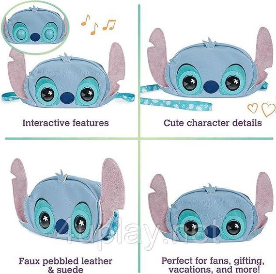 Интерактивная сумочка кошелек Дисней Стич Оригинал Purse Pets Stitch Plush Crossbody Bag | Зображення 3