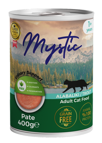 Вологий корм Mystic паштет для дорослих котів з ФОРЕЛЛЮ 400г конс.