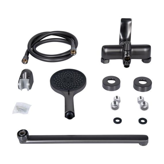 Смеситель для ванны Qtap Vlasta New с длинным поворотным изливом (c душевым гарнитуром) QTVLA260GMB45645 Gunmetal Black PVD | Зображення 7