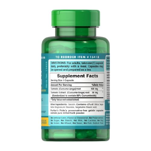 Куркума Puritan's Pride Turmeric Curcumin 500 mg 90 Caps | Зображення 1