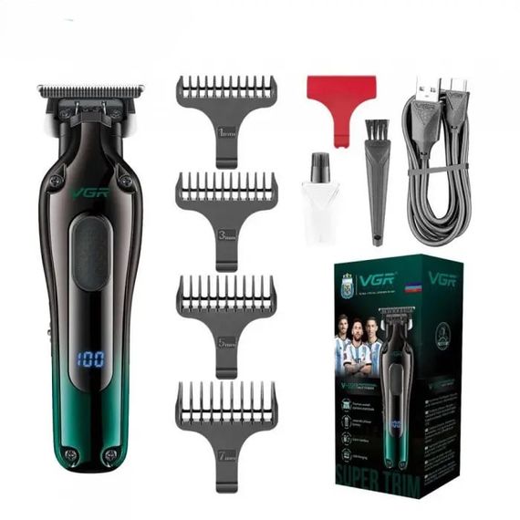 Тример VGR V-998 Green з 4 насадками та LED-дисплеєм (46244-V-998 GREEN_367) | Зображення 2