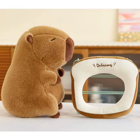 Плюшева іграшка Капібара-Тост 30 см, антистрес подарунок capybara, Капібара з хлібом, хліб знімається | Зображення 3