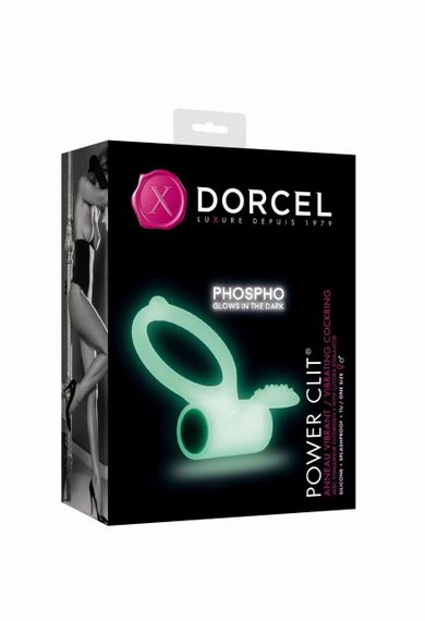 Ерекційне кільце Dorcel Power Clit White PHOSPHO з вібрацією, біле, світиться в темряві | Зображення 1