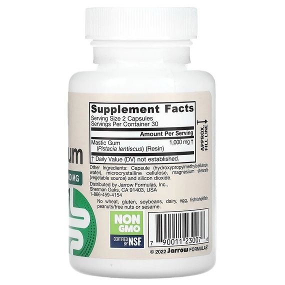 Смола мастикового дерева Jarrow Formulas Mastic Gum 500 mg 60 Veg Caps | Зображення 1