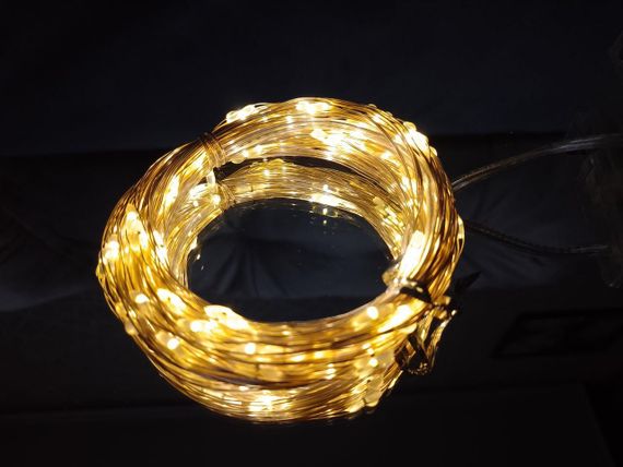 Гирлянда на батарейках (3шт АА) "светодиодные капли" 10м, 100LED, теплый белый цвет | Зображення 1